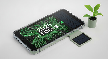 Future focused smartphone with solar charging case and green circuit board design
