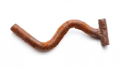Bent metal rod on a plain white backdrop