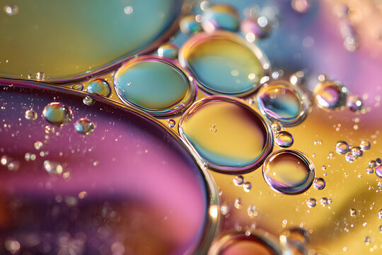 macro photography of colorful iridescent oil floating on water forming smooth cinematic fluid patterns