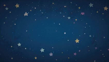 Fototapeta premium 2D illustrated outer space backdrop, featuring a cute flat design with stars for use in creative layouts