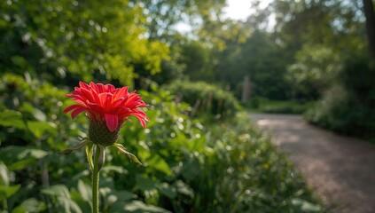 Obraz premium Blooming flower in a botanical garden, showcasing seasonal change
