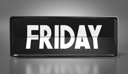 Friday - calendar on gray background - 3D illustration