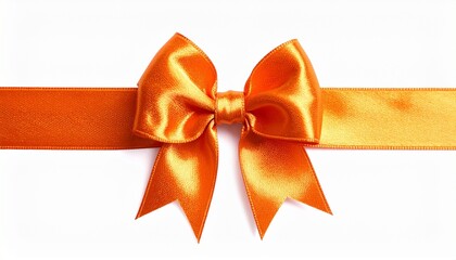 Orange satin ribbon bow on white background for editorial celebration photography vibrant packaging decor and poetic energy-themed visuals