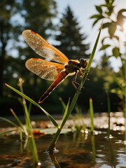 Delicate Dragonfly in Natural Scene