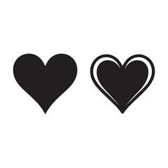 Simple doodle style heart shape icon collection isolated