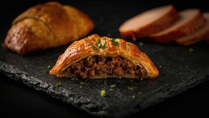 Homemade flaky pastry filled with minced meat, a protein-rich meal option, World Food Day