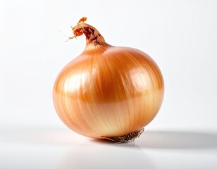 Close Up Still Life of a Brown Onion on a White Surface with Soft Shadows