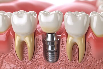 Graphic layout showcasing dental implants and placement for advertising