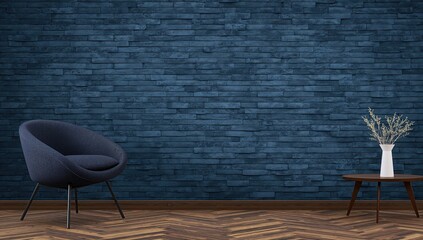 Modern dark blue stone wall, textured surface, ideal for interior design backgrounds