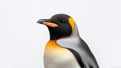 Naklejka premium King penguins on a plain white backdrop, showcasing isolation in nature