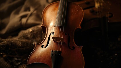 Fototapeta premium Vintage violin craftsmanship and musical passion