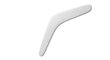 Simple white boomerang isolated on a clean white background, ready for action.