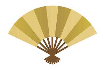 Elegant Gold Japanese Fan &ndash; Traditional Decorative Illustration