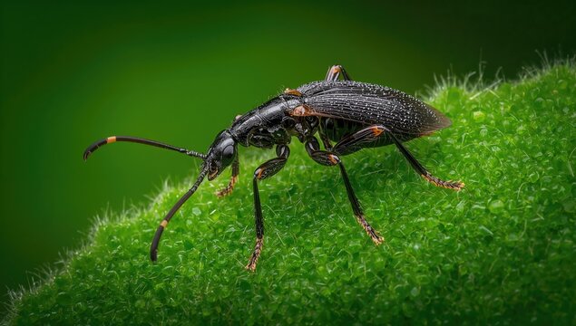Leaf-footed aphid in a garden setting, macro view highlighting natural detail and insect characteristics