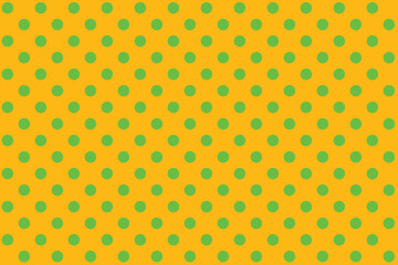 Green colour polka dots pattern over Dark Goldenrod colour useful as a background.
