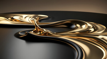 Luxury Black and Gold Abstract Liquid Metallic 3D Design – 16K HDR Cinematic Background