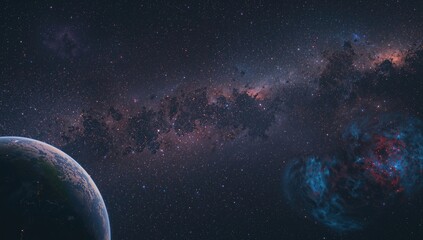 The Milky Way galaxy viewed from a dark sky, showcasing the vastness of space, astronomical beauty