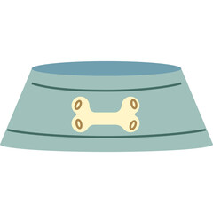 Light Blue Pet Food Bowl with Bone Design on a Transparent Background and Subtle Horizontal Lines