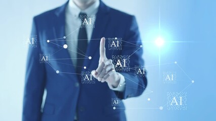 Human-AI collaboration integrating Artificial Intelligence AI into business operations, data analysis, managing, programming, chatbot support developing interacting network of virtual AI nodes - Powered by Adobe