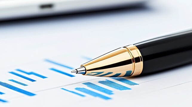 Close-up view of financial charts and data analysis on an office desk with detailed patterns and business design elements