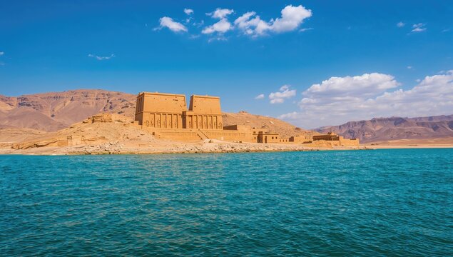 Lake Nasser near the Abu Simbel Temple, showcasing seasonal change