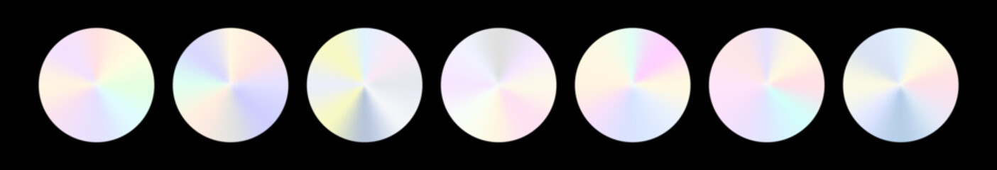 Iridescent silver gradient swatch with soft holographic glow. Shimmering colors shift through metallic light in this dreamy gradient swatch.