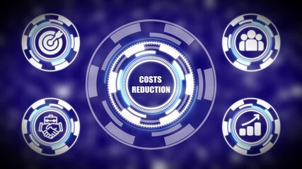 Blue Futuristic HUD with COSTSREDUCTION text and icons technology interface - Powered by Adobe
