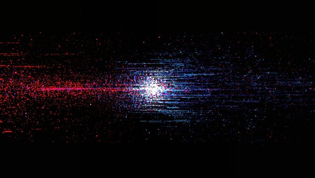 Abstract digital pixel distortion with vibrant luminescence, visual complexity for digital art backgrounds