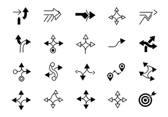 Naklejka premium A grid of various arrow icons