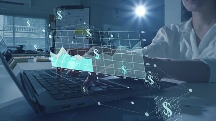 Investment stock market trading economic growth, business success, financial planning, rising data graph and dollar signs data analysis virtual statistics. financial interface showing stock growth - Powered by Adobe