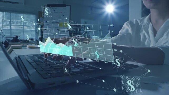 Investment stock market trading economic growth, business success, financial planning, rising data graph and dollar signs data analysis virtual statistics. financial interface showing stock growth - Powered by Adobe