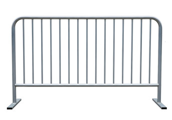 Metal crowd control barrier with feet isolated on transparent background