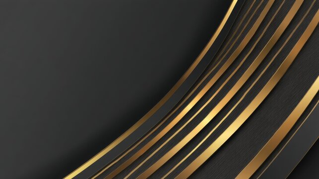 Elegant black background with curved gold lines creating a stylish and modern look suitable for luxury designs, branding, or sophisticated projects.