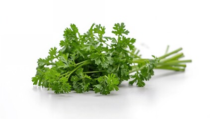 Bunch of parsley on a white background, fiber-dense choice