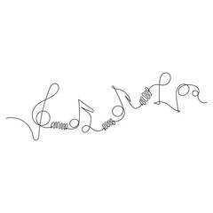 hand drawing musical notes single line minimalism symbol of music