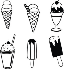 set of vector icons of different kinds of food and drinks
