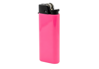 Bright pink disposable lighter isolated on transparent background