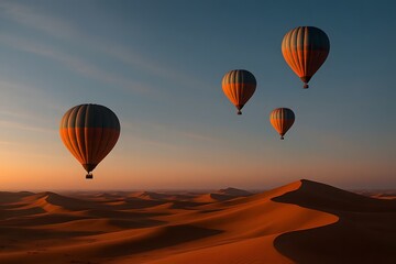 Obraz premium Group of colorful hot air balloons for tourism advertising and travel blogs