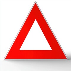 Large red and white triangular road warning sign on a white background