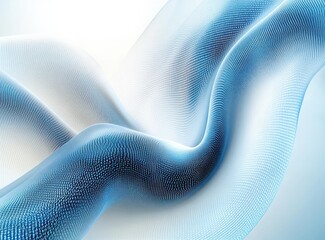 Flowing blue and white digital wave composed of arranged binary code creating a smooth abstract pattern representing technology and data movement