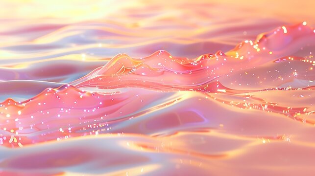 A gentle view of pink waves with light reflecting off the surface of the water