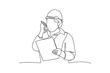 Simple continuous line drawing of all about architect activity. simple line, creativity designer. Vector, Designer.