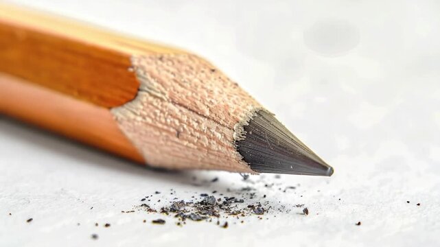 Video A detailed view of a graphite pencil on a flat surface, ready for use