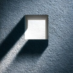 Realistic Square Frame Shadow on Pale Textured Plaster Wall, Modern Minimalist Overlay