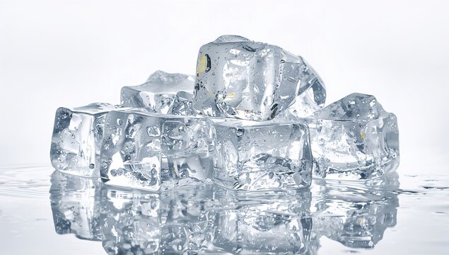 Ice cubes arranged on a white surface, ideal for cooling beverages