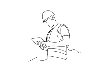 Simple continuous line drawing of all about architect activity. simple line, creativity designer. Vector, Designer.