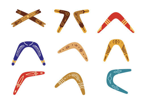 Colorful Boomerang Collection Aboriginal Art & Traditional Throwing Sticks