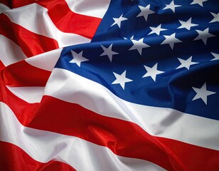 Closeup Draped American Flag Red White Blue Stripes Stars