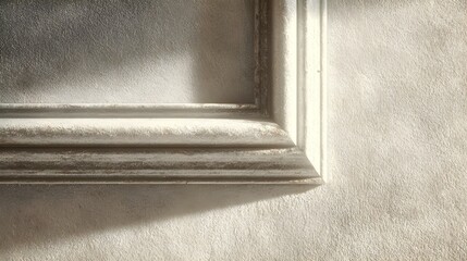Square Frame Shadow on Smooth Beige Wall, Blurred Edges, Natural Sunlight Overlay