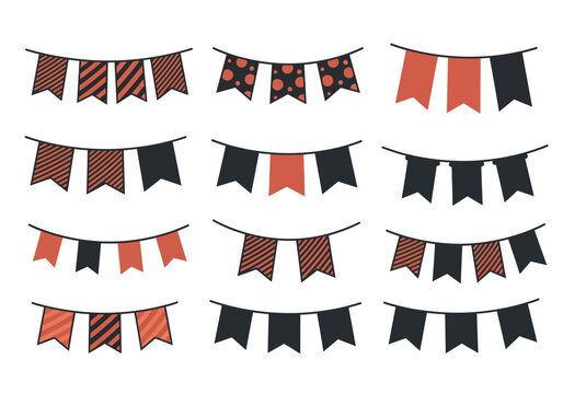 Festive Bunting Collection Colorful Vector Flag Garlands for Celebrations
